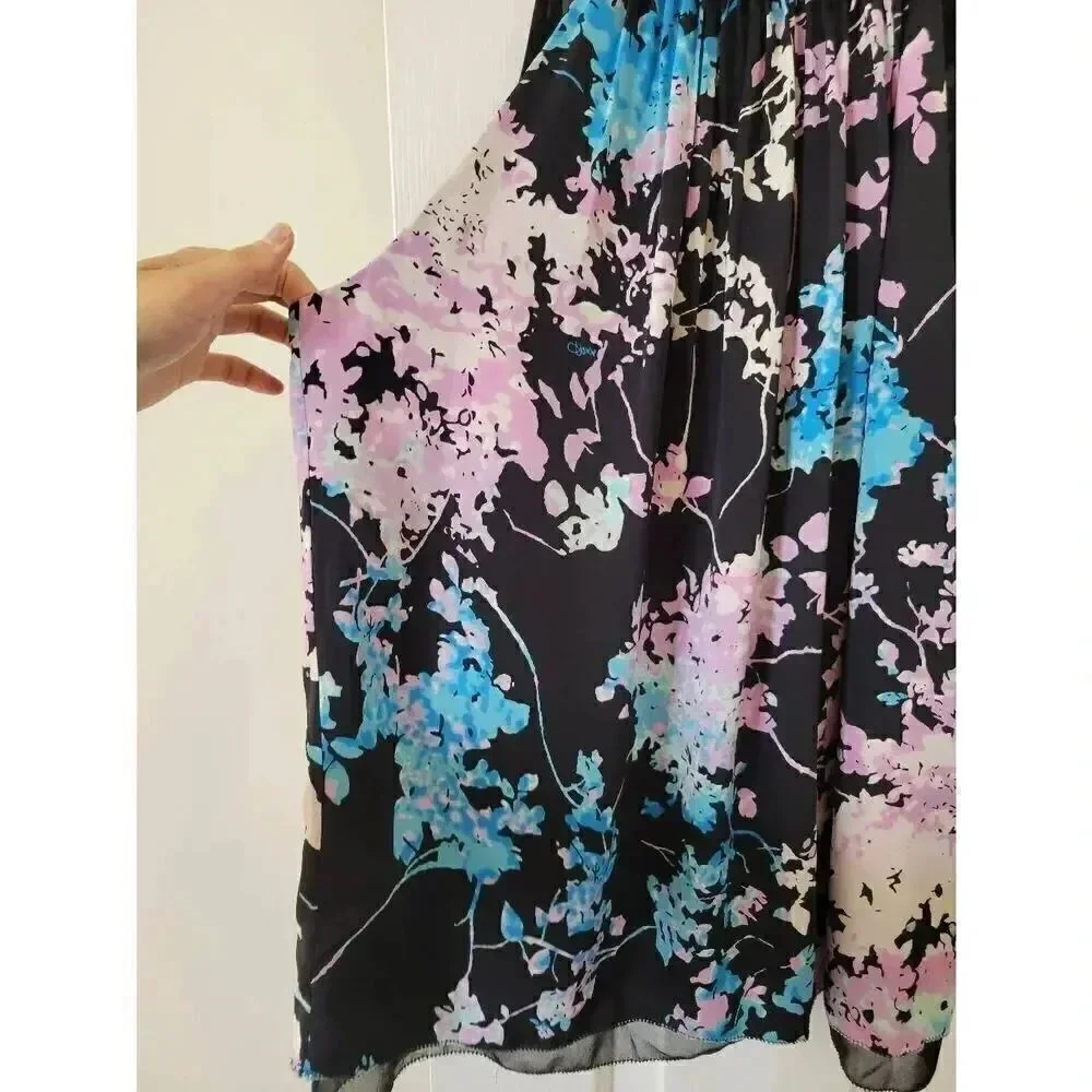 Diane von Furstenberg DVF Lexi Floral Silk Daze Sky Mauve Top Black S $298